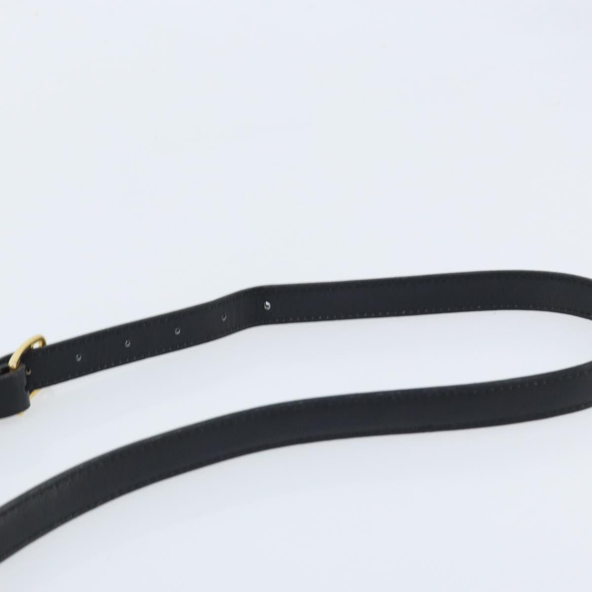 CELINE Gancini Shoulder Bag Leather Black Gold Auth ep13660