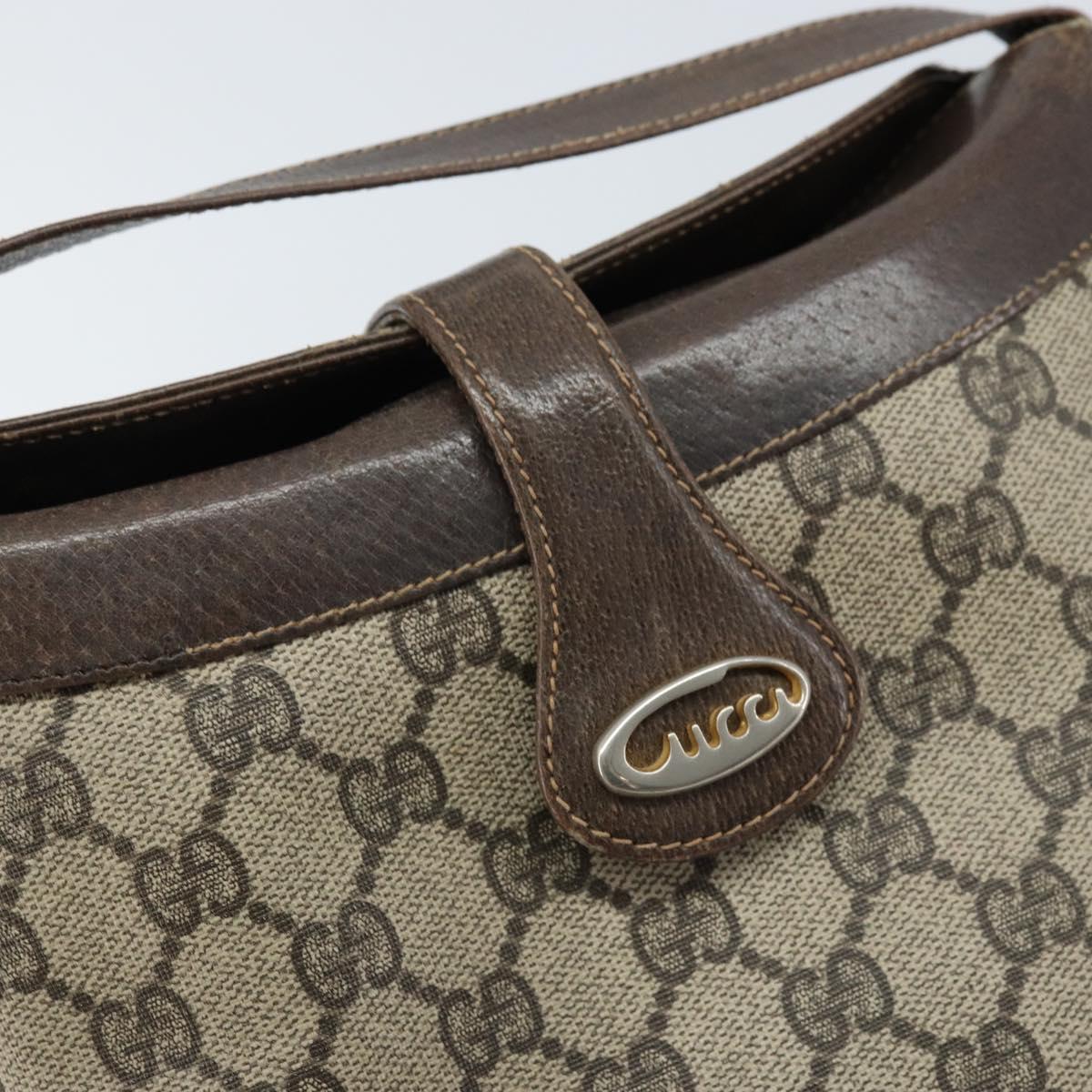GUCCI GG Supreme Shoulder Bag PVC Beige Gold Auth ep13670