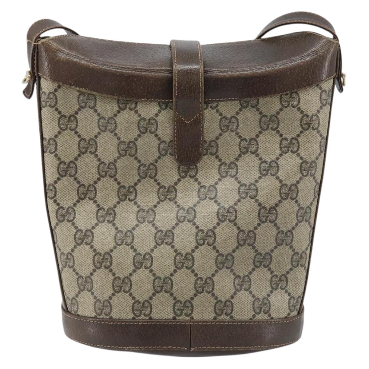 GUCCI GG Supreme Shoulder Bag PVC Beige Gold Auth ep13670