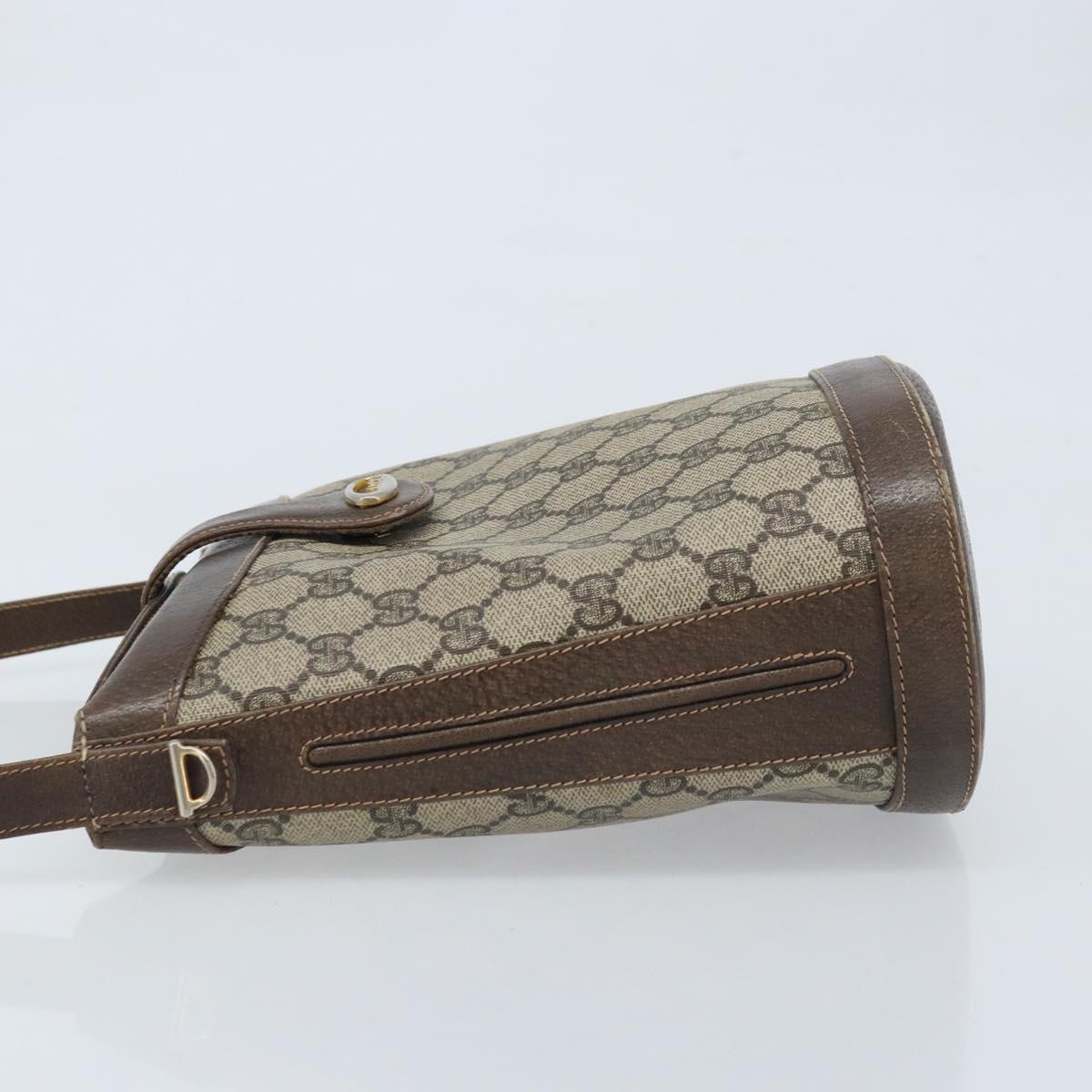 GUCCI GG Supreme Shoulder Bag PVC Beige Gold Auth ep13670