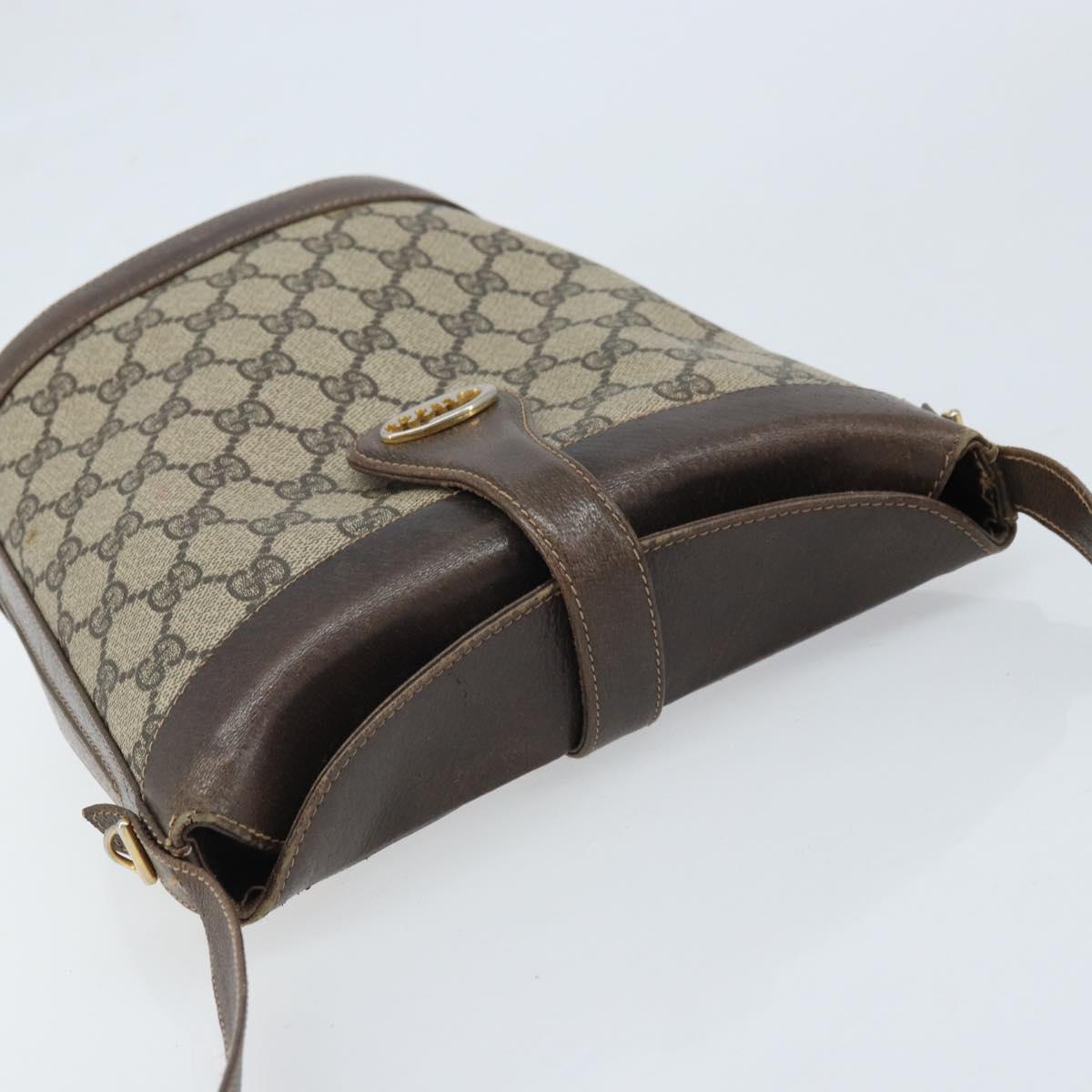 GUCCI GG Supreme Shoulder Bag PVC Beige Gold Auth ep13670