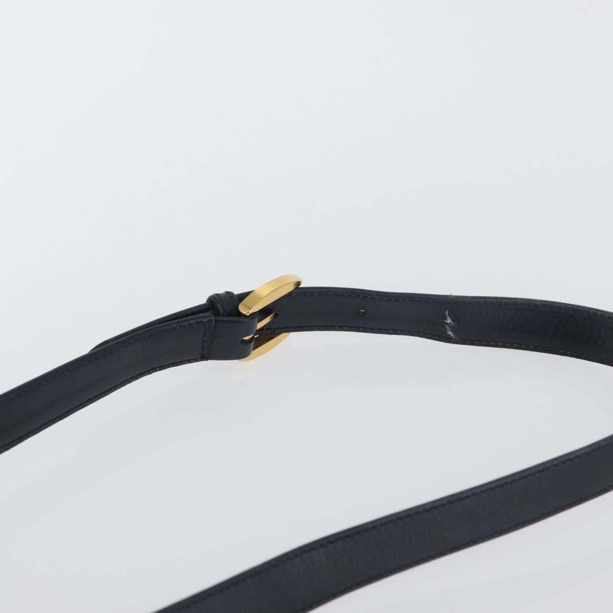 GUCCI Shoulder Bag Leather Navy Gold Auth ep13673