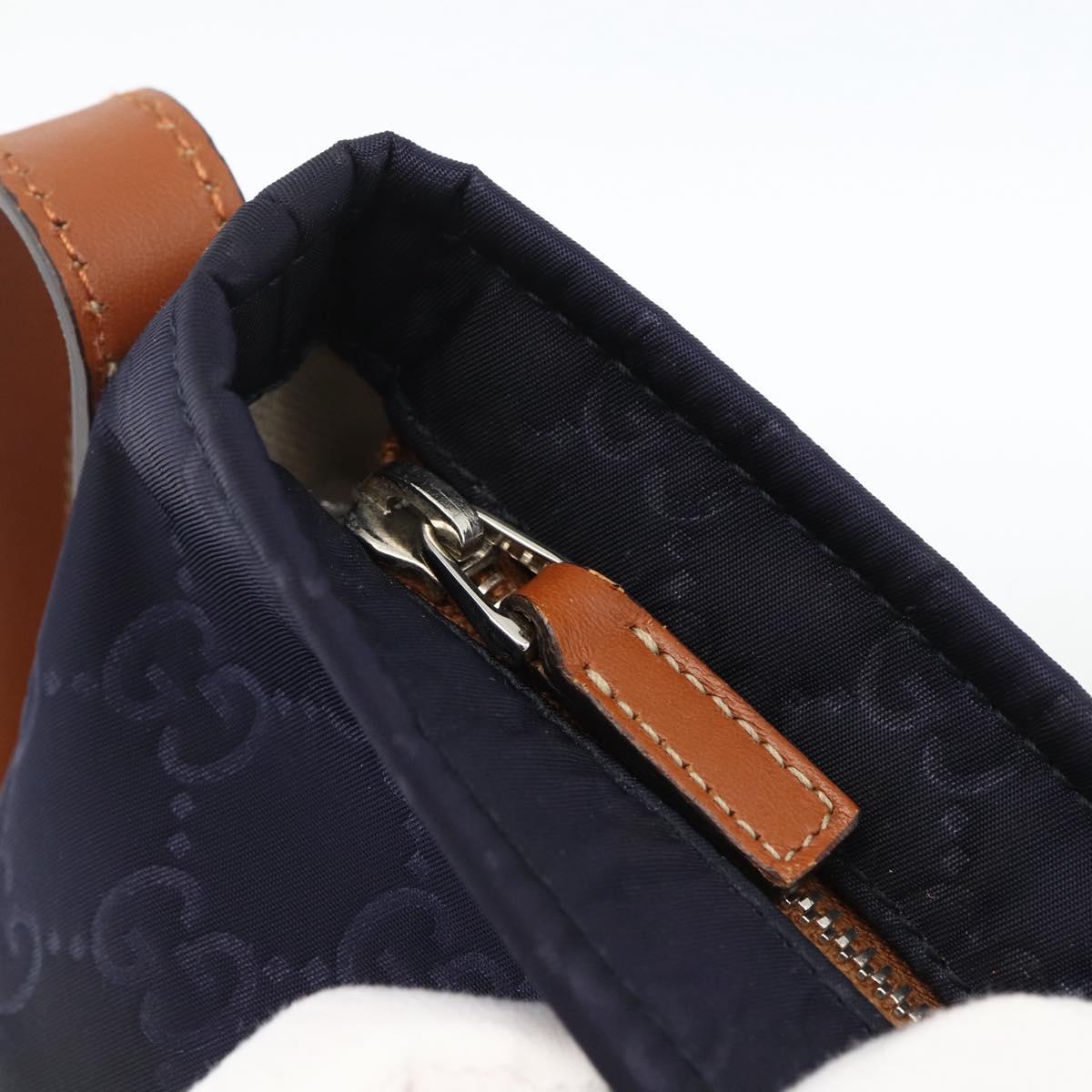 GUCCI GG Canvas Shoulder Bag Nylon Navy Silver 314529 Auth ep13678