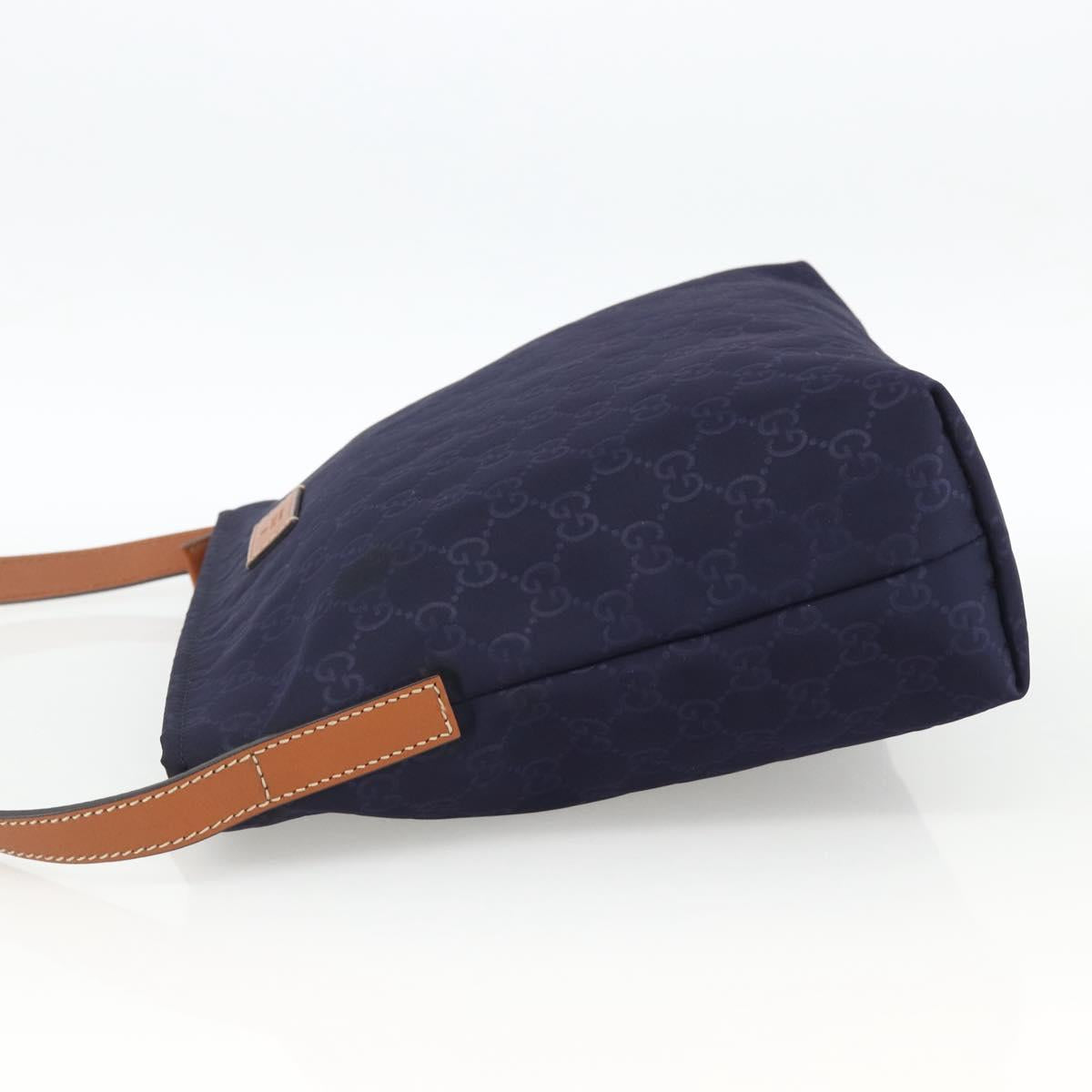 GUCCI GG Canvas Shoulder Bag Nylon Navy Silver 314529 Auth ep13678