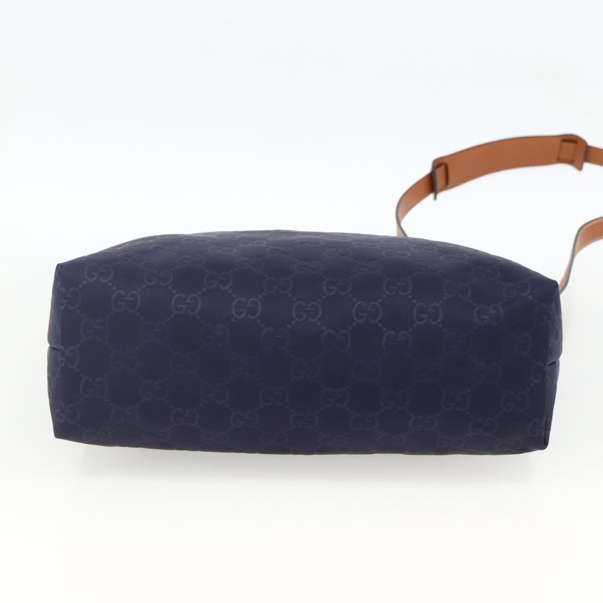 GUCCI GG Canvas Shoulder Bag Nylon Navy Silver 314529 Auth ep13678