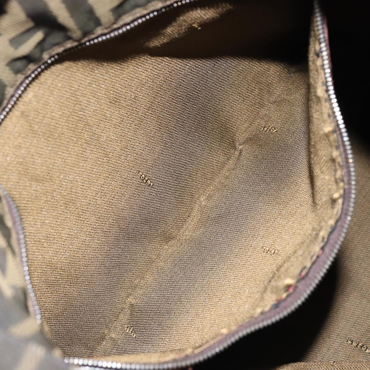 FENDI Zucca Canvas Drawstring Bag Clutch Bag Black Brown Auth ep13685