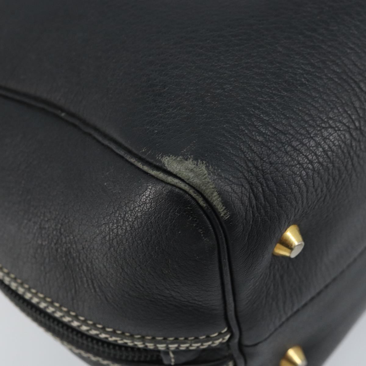 Christian Dior Hand Bag Leather Black Gold Auth ep13686