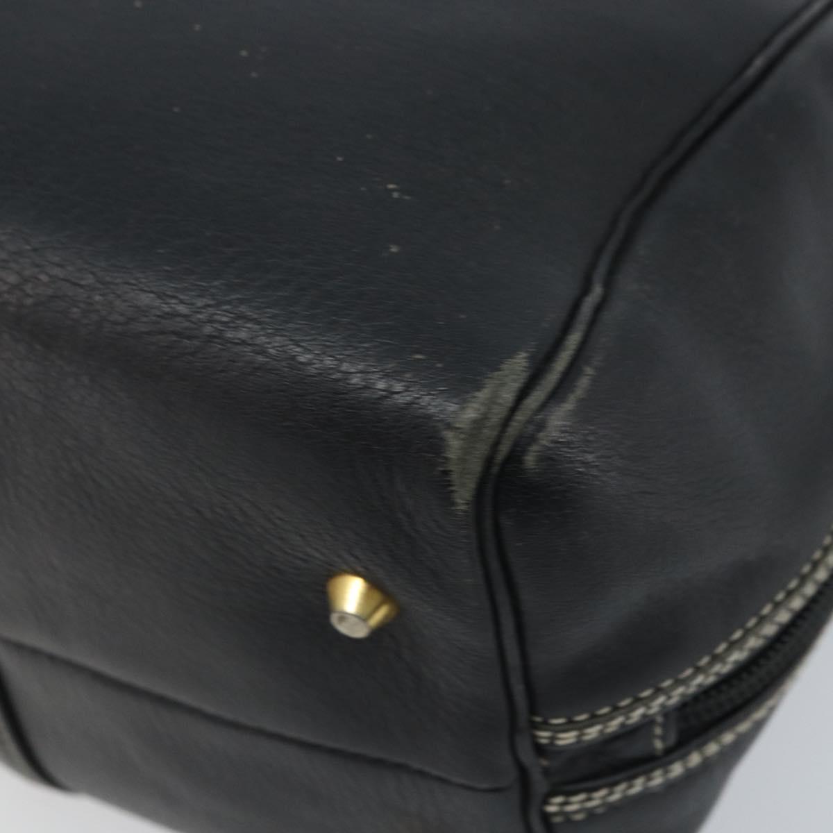 Christian Dior Hand Bag Leather Black Gold Auth ep13686
