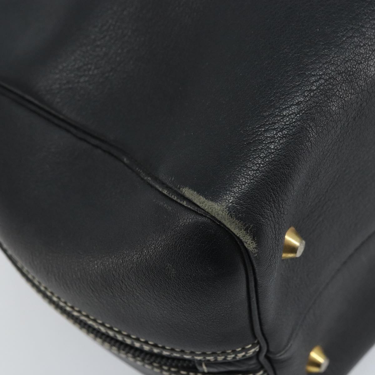 Christian Dior Hand Bag Leather Black Gold Auth ep13686