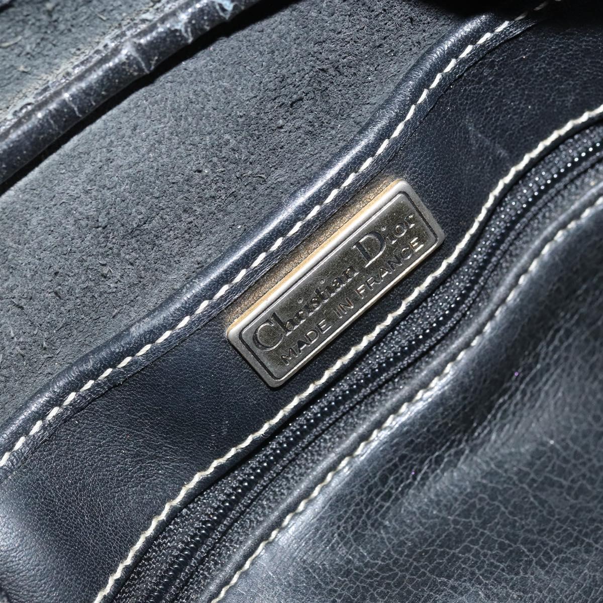 Christian Dior Hand Bag Leather Black Gold Auth ep13686