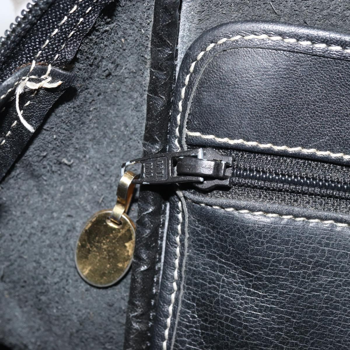 Christian Dior Hand Bag Leather Black Gold Auth ep13686