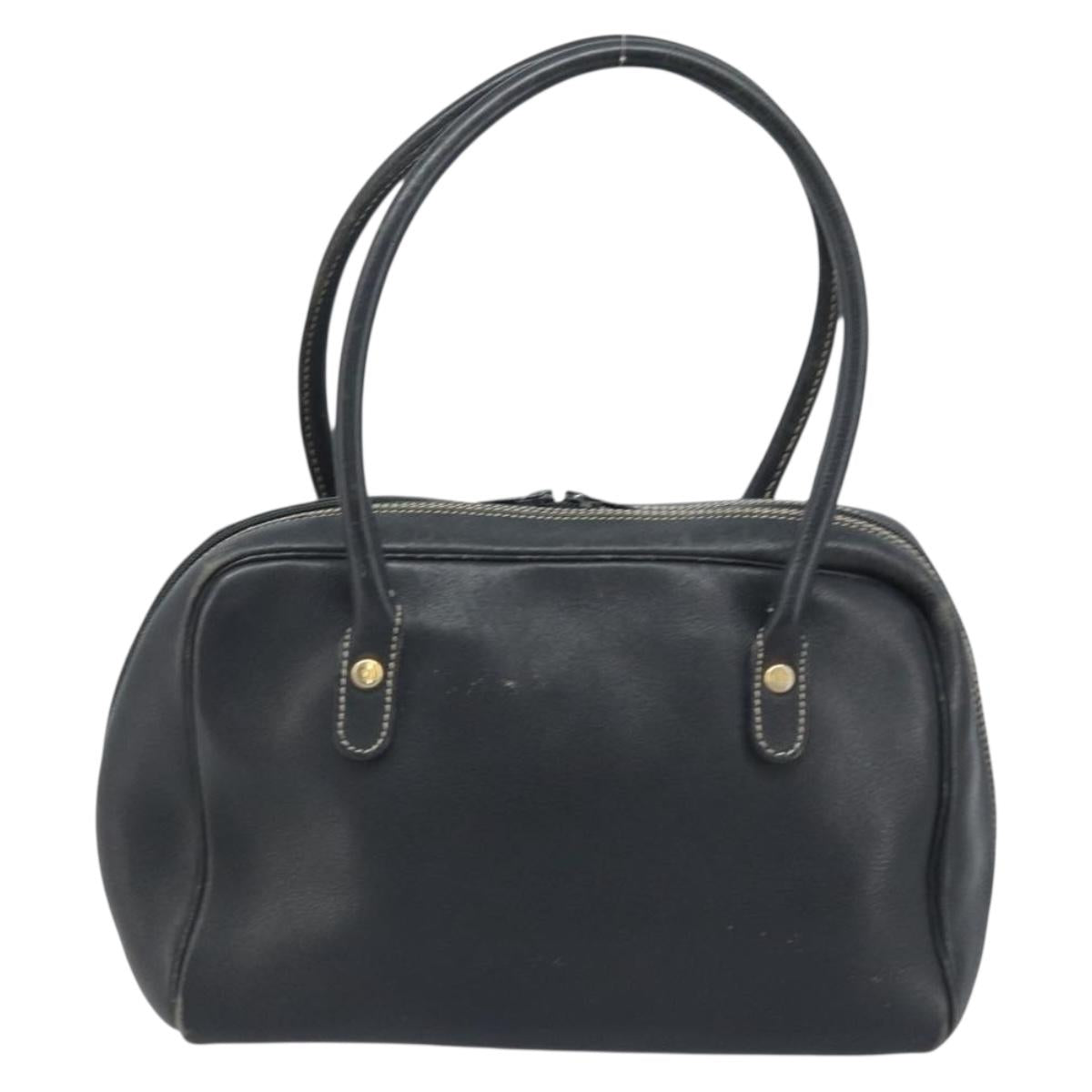 Christian Dior Hand Bag Leather Black Gold Auth ep13686