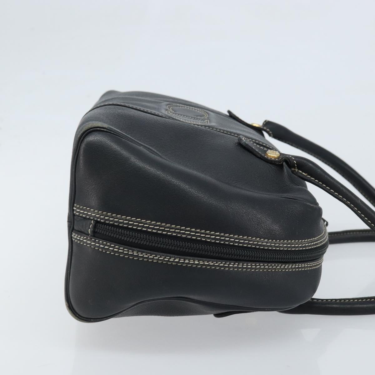 Christian Dior Hand Bag Leather Black Gold Auth ep13686