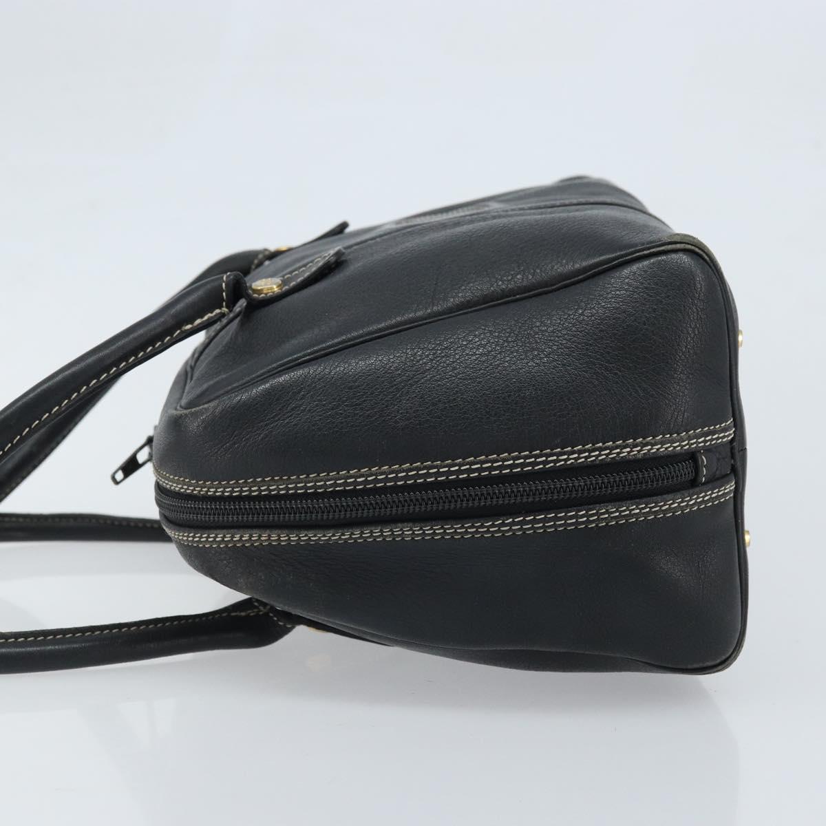 Christian Dior Hand Bag Leather Black Gold Auth ep13686