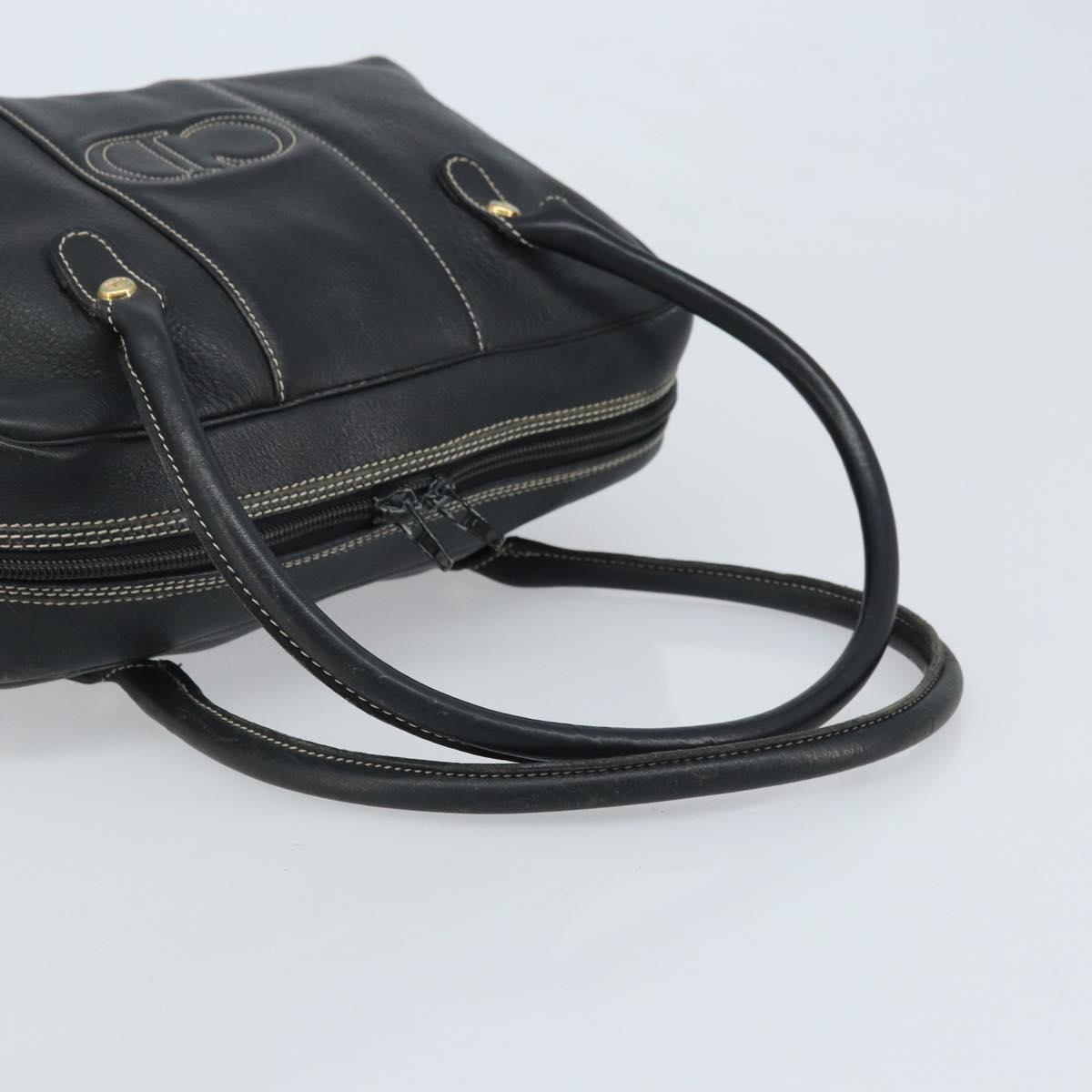 Christian Dior Hand Bag Leather Black Gold Auth ep13686