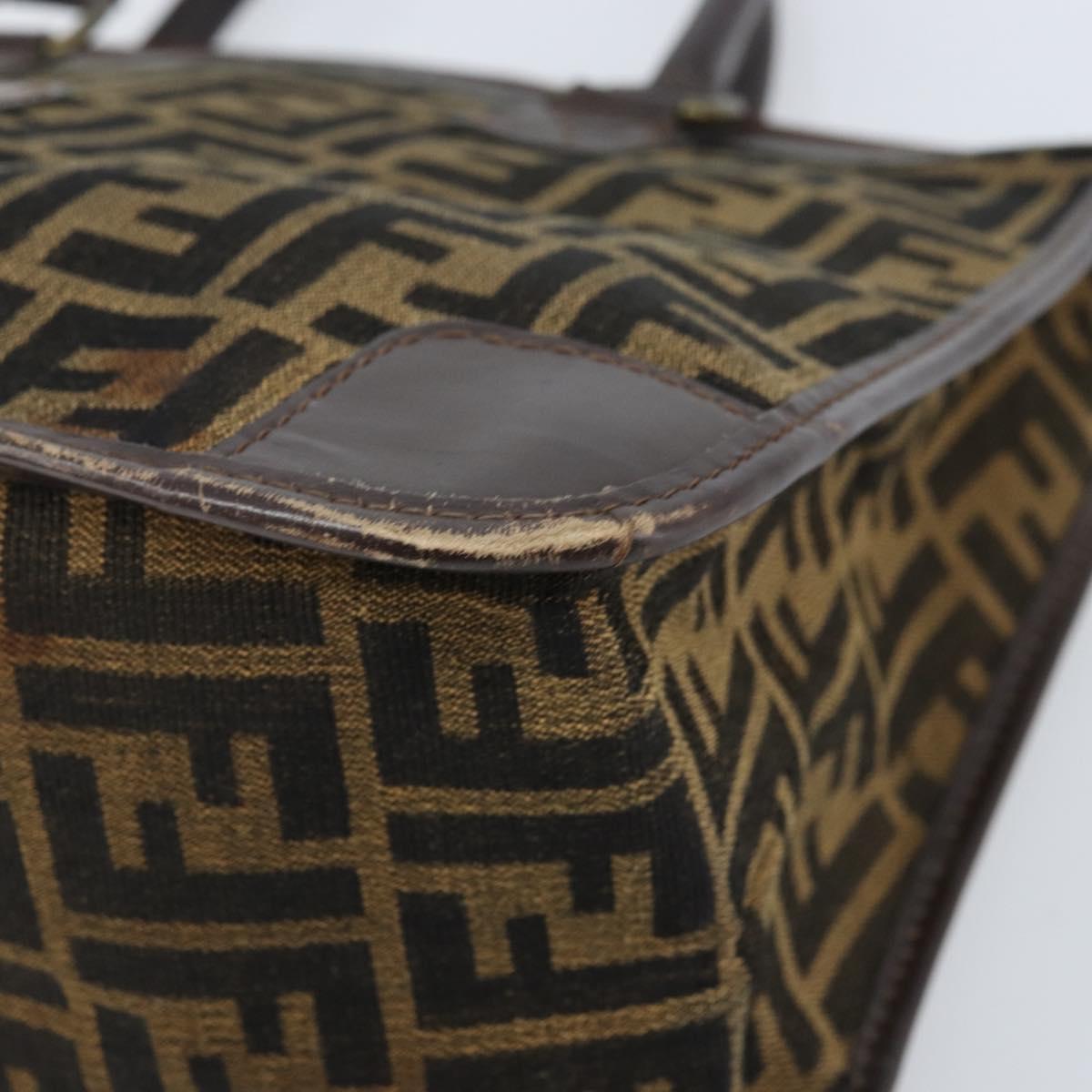 FENDI Zucca Canvas Hand Bag Black Brown Auth ep13687