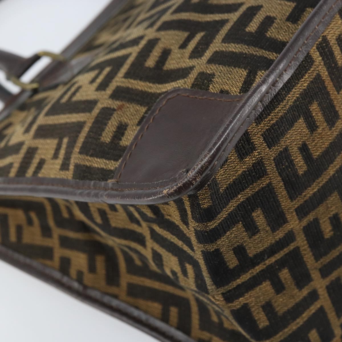 FENDI Zucca Canvas Hand Bag Black Brown Auth ep13687