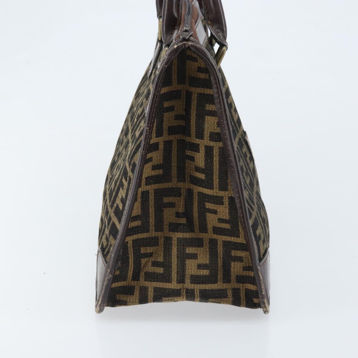 FENDI Zucca Canvas Hand Bag Black Brown Auth ep13687