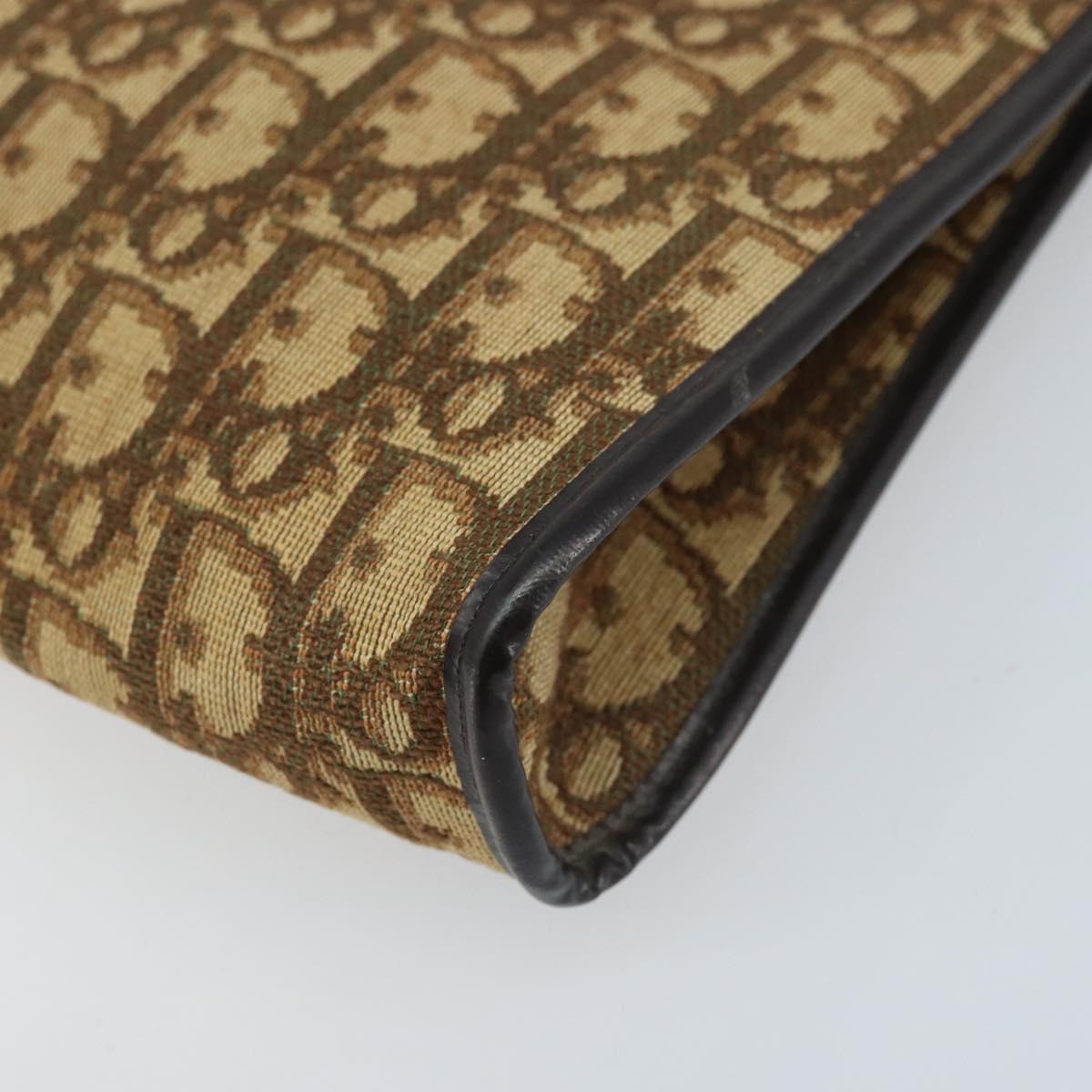 Christian Dior Trotter Canvas Shoulder Bag Beige Gold Auth ep13688A