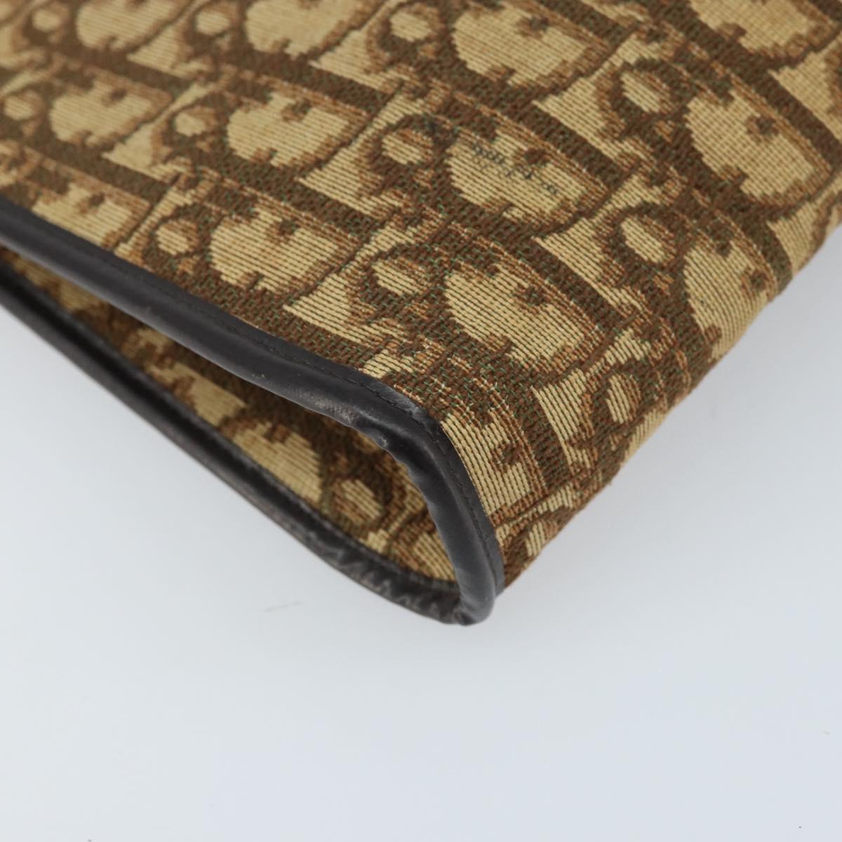 Christian Dior Trotter Canvas Shoulder Bag Beige Gold Auth ep13688A