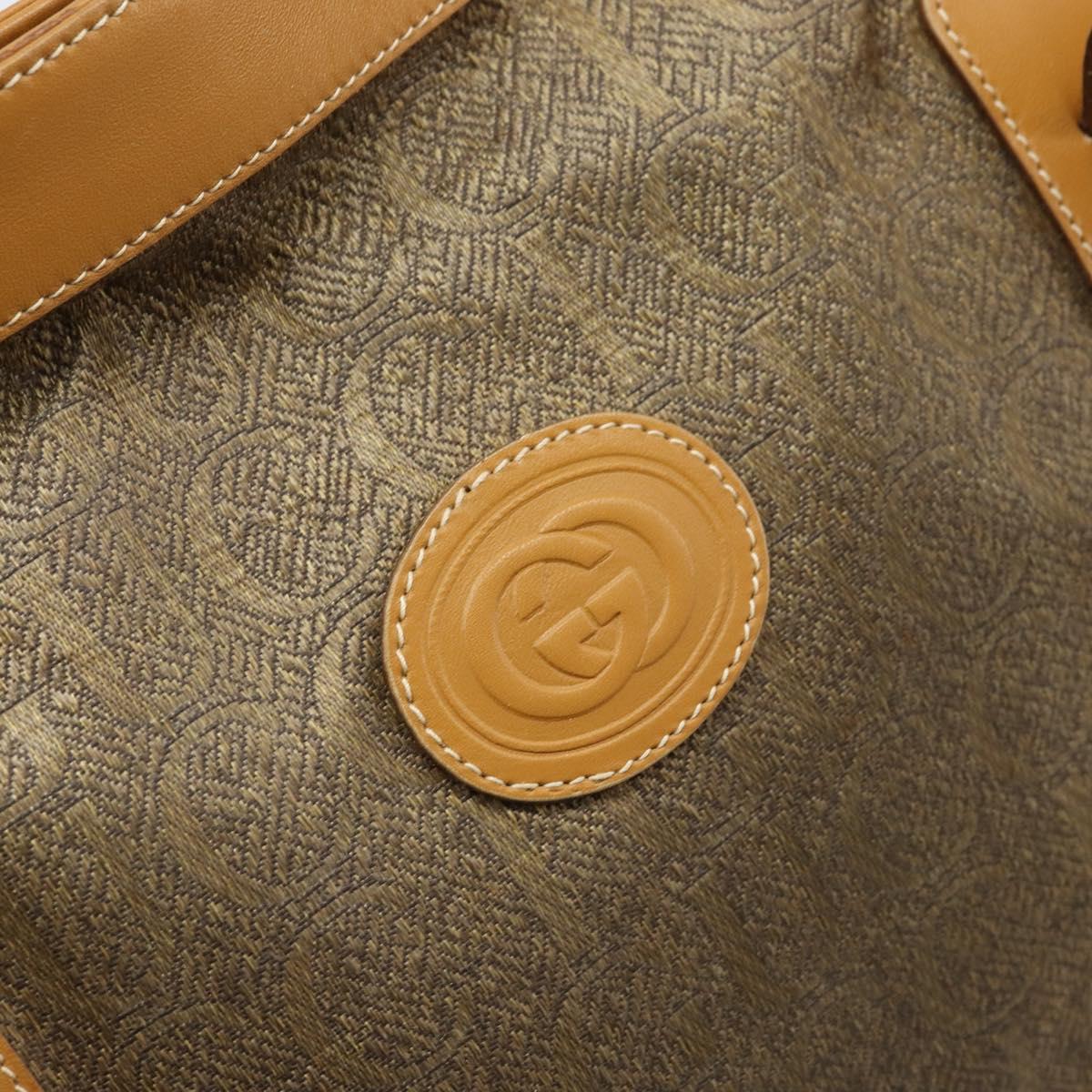 GUCCI Tote Bag PVC Canvas Beige Gold Auth ep13692