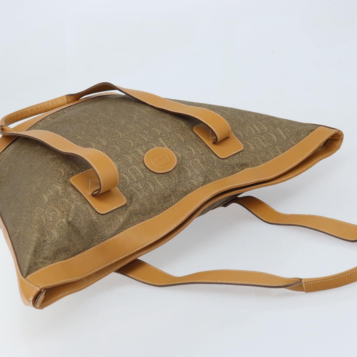 GUCCI Tote Bag PVC Canvas Beige Gold Auth ep13692