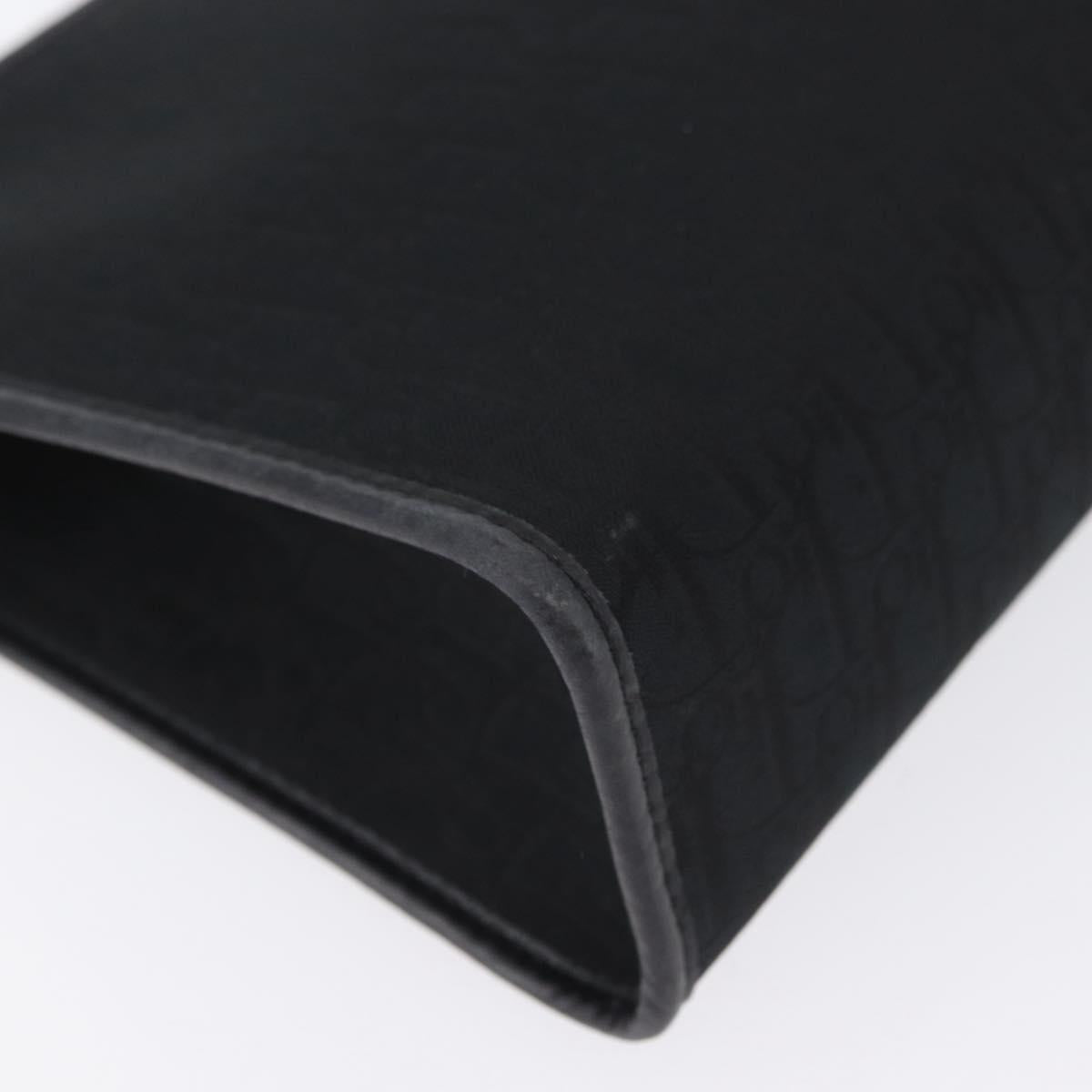 Christian Dior Trotter Canvas Clutch Bag Black Gold Auth ep13694