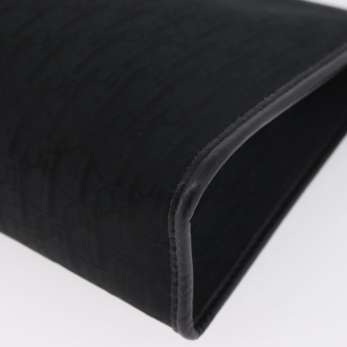 Christian Dior Trotter Canvas Clutch Bag Black Gold Auth ep13694