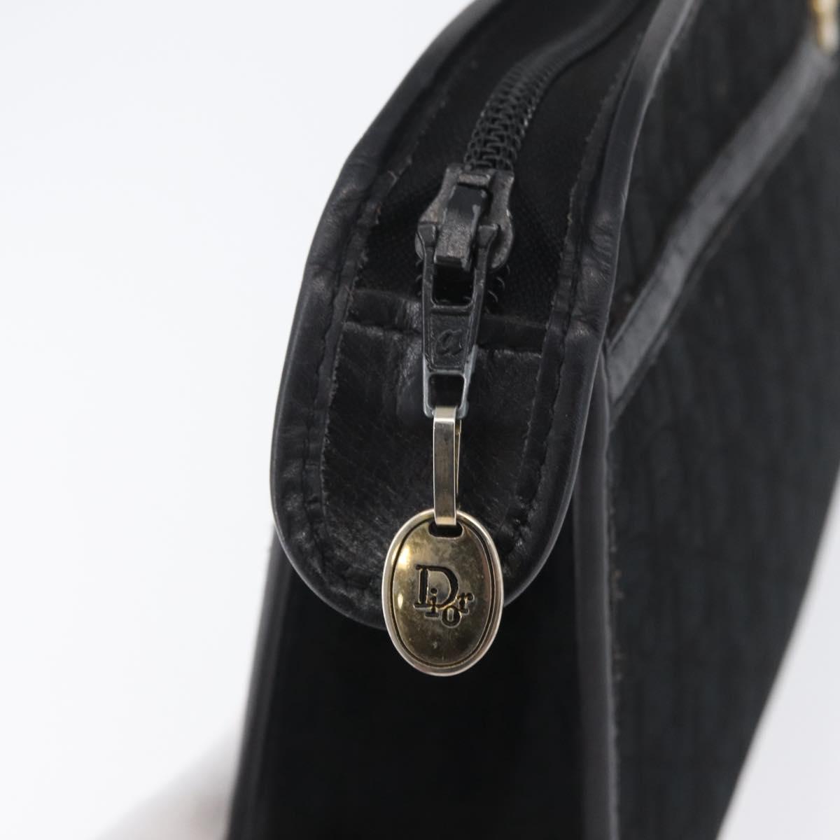 Christian Dior Trotter Canvas Clutch Bag Black Gold Auth ep13694