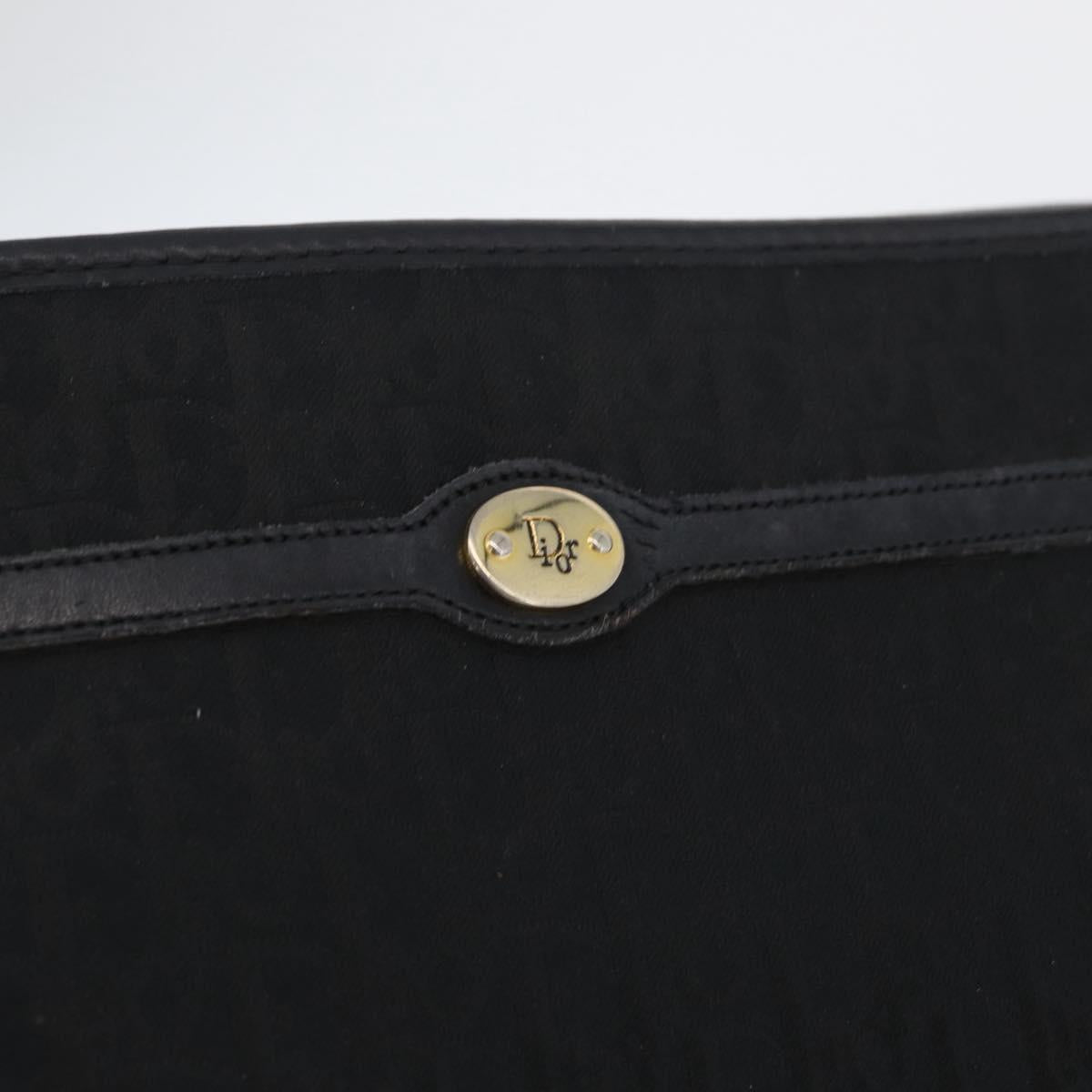 Christian Dior Trotter Canvas Clutch Bag Black Gold Auth ep13694