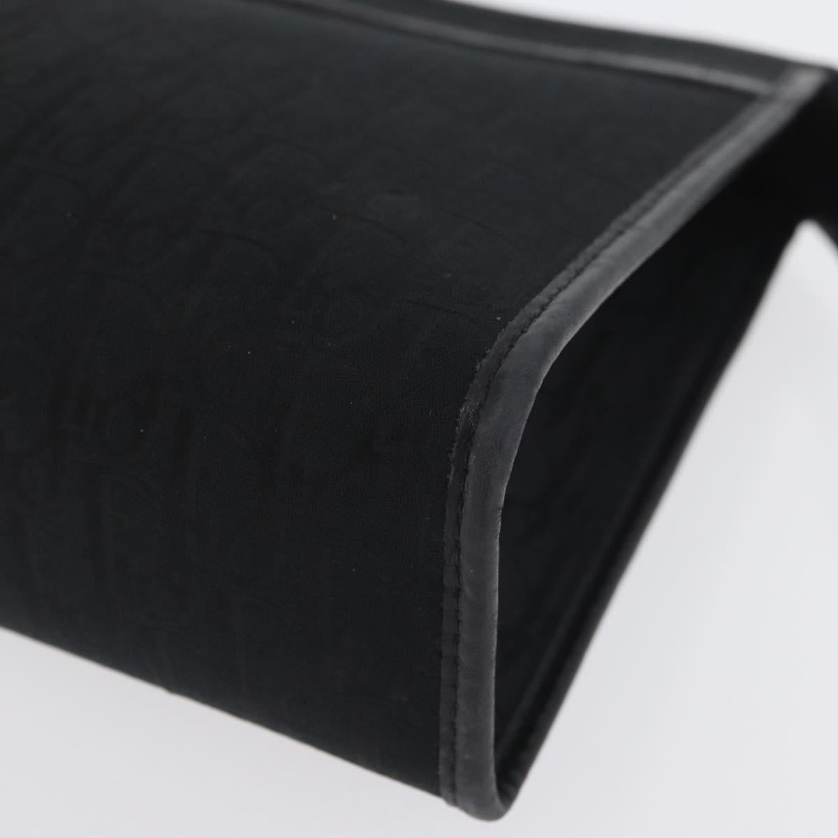 Christian Dior Trotter Canvas Clutch Bag Black Gold Auth ep13694