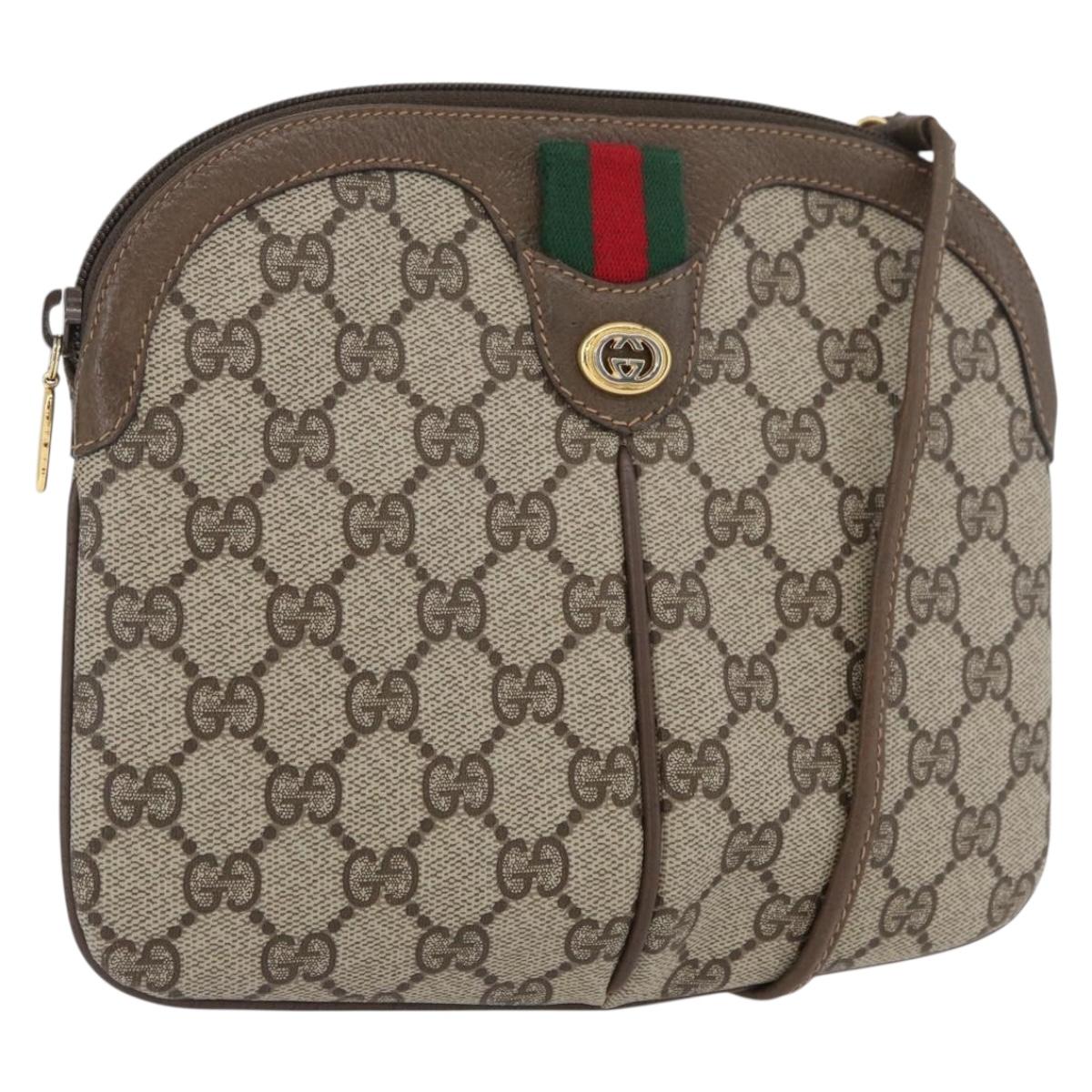 GUCCI GG Supreme Web Sherry Line Bag PVC Beige Gold 904 02 047 Auth ep13699