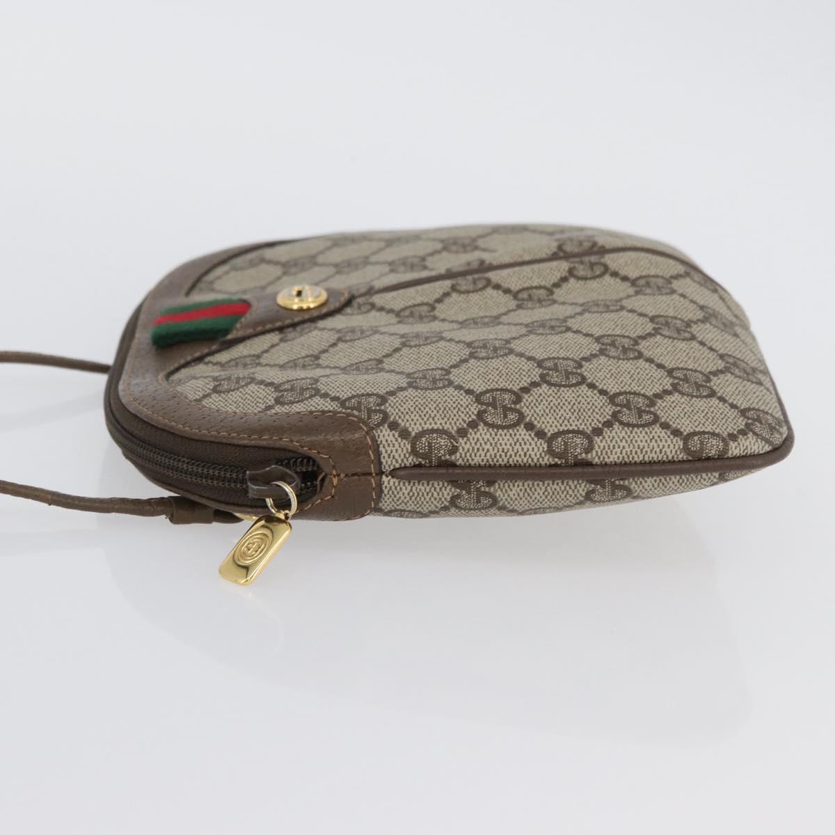 GUCCI GG Supreme Web Sherry Line Bag PVC Beige Gold 904 02 047 Auth ep13699