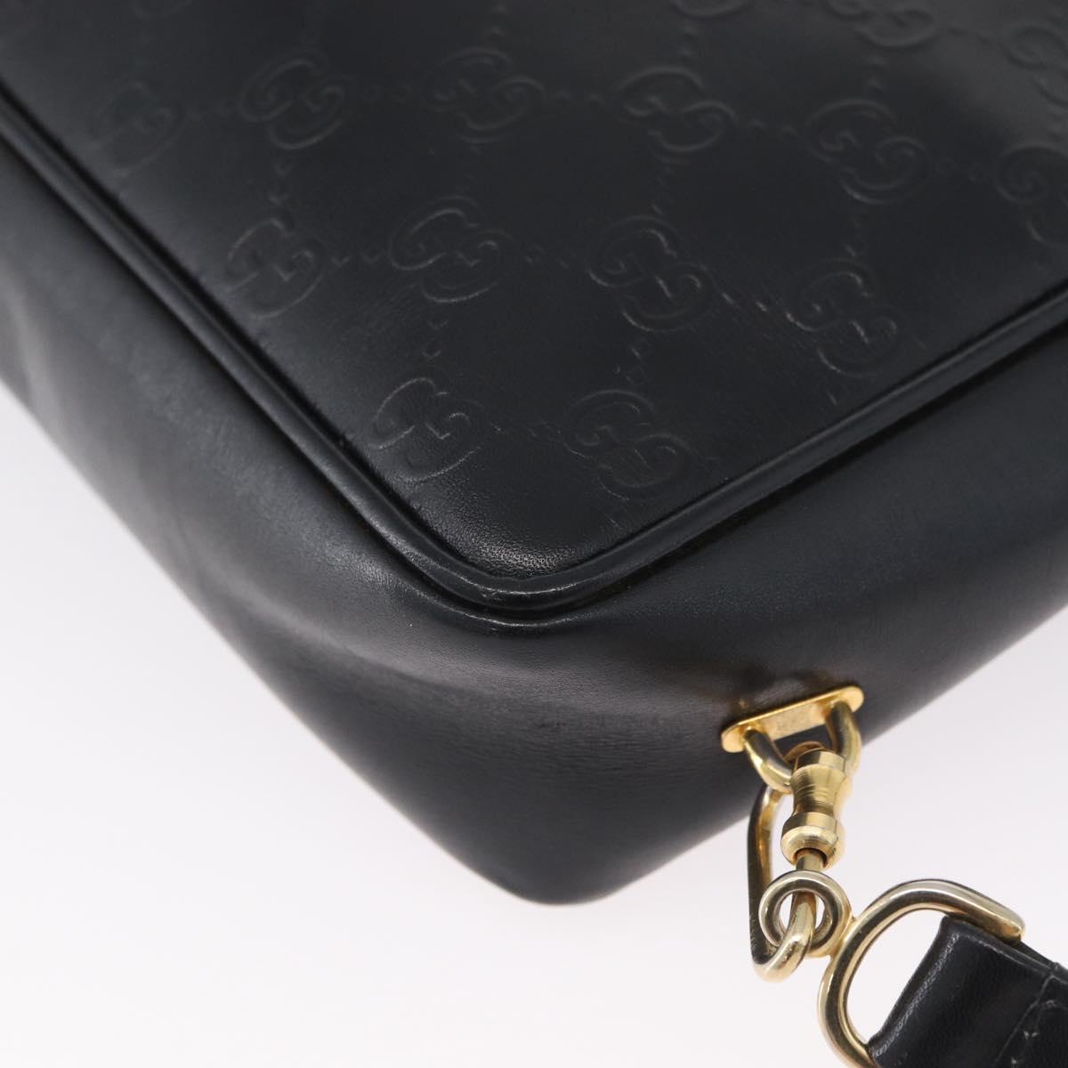 GUCCI GG Supreme Hand Bag Leather Black Gold Auth ep13702