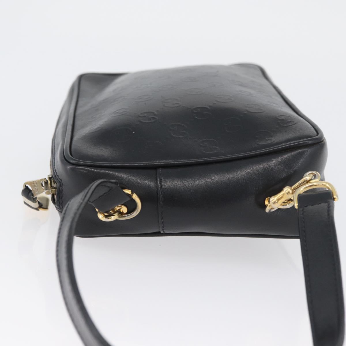 GUCCI GG Supreme Hand Bag Leather Black Gold Auth ep13702