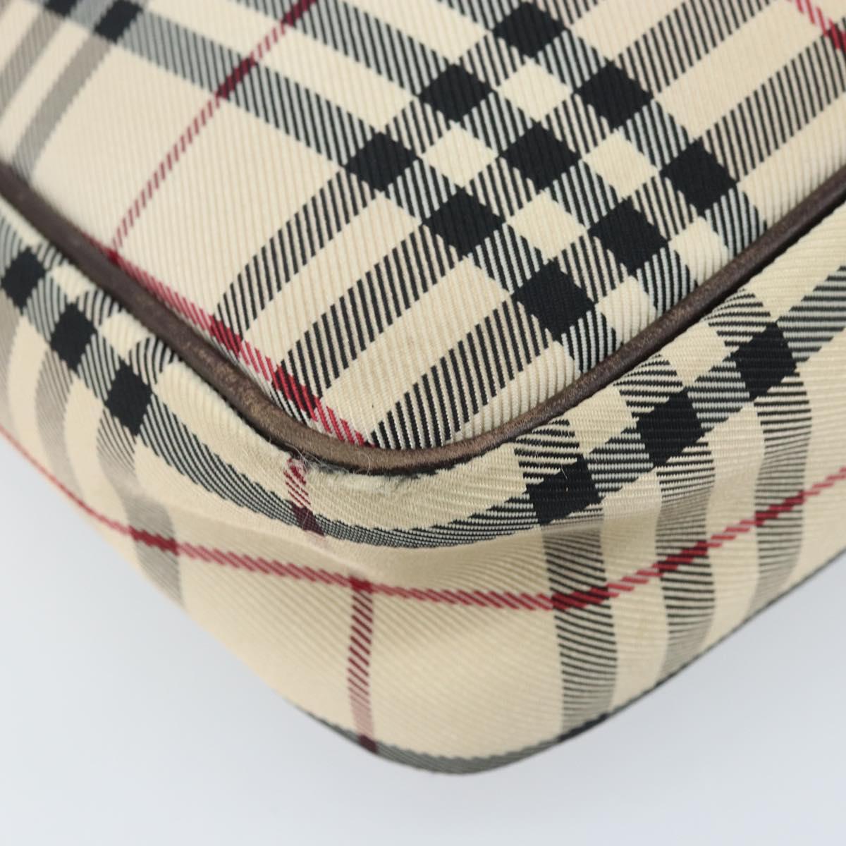 BURBERRY Nova Check Shoulder Bag Canvas Beige Silver Auth ep13710