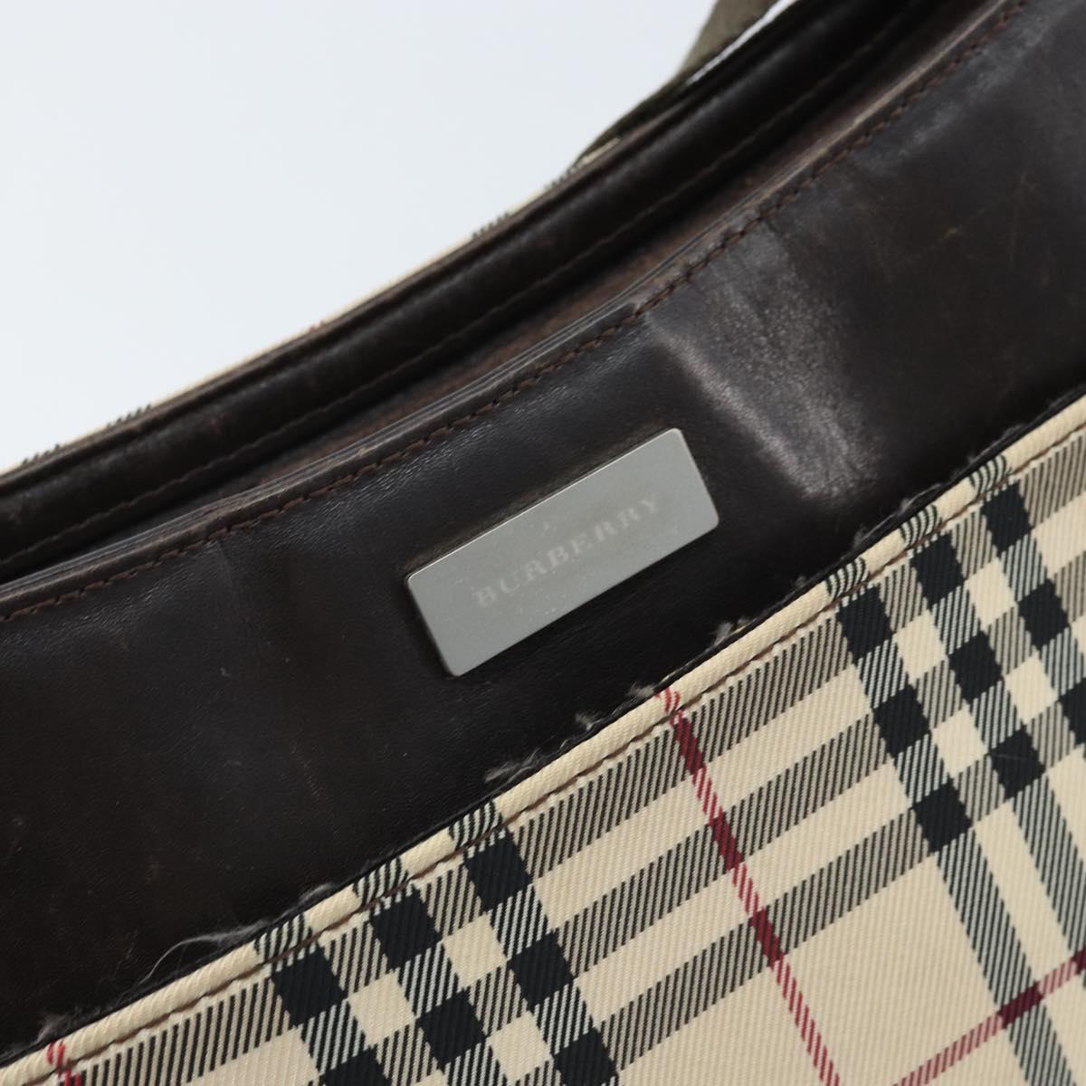 BURBERRY Nova Check Shoulder Bag Canvas Beige Silver Auth ep13710