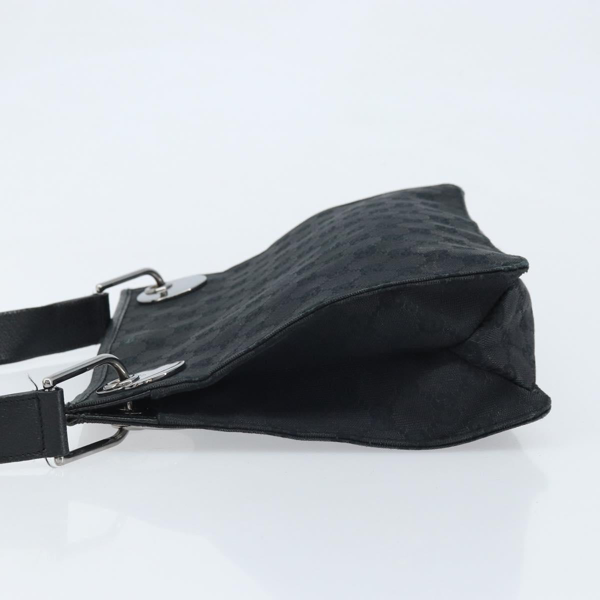 GUCCI GG Canvas Shoulder Bag Black Silver 120841 Auth ep13711