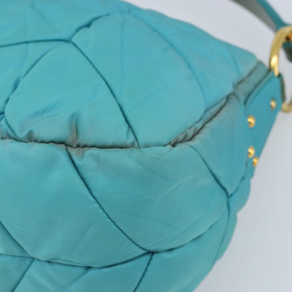 PRADA Shoulder Bag Nylon Light Blue Gold Auth ep13715