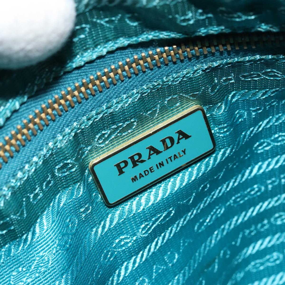 PRADA Shoulder Bag Nylon Light Blue Gold Auth ep13715