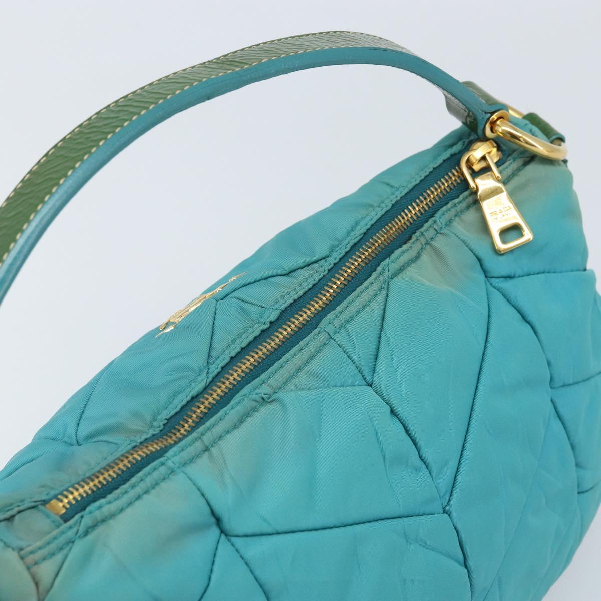 PRADA Shoulder Bag Nylon Light Blue Gold Auth ep13715