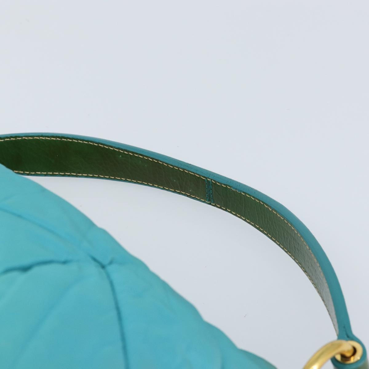 PRADA Shoulder Bag Nylon Light Blue Gold Auth ep13715