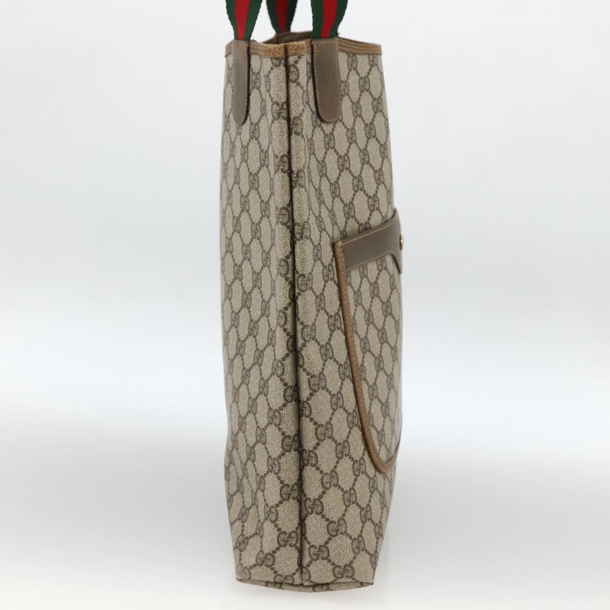 GUCCI GG Supreme Web Sherry Line Tote Bag PVC Beige 39 02 003 Auth ep13723