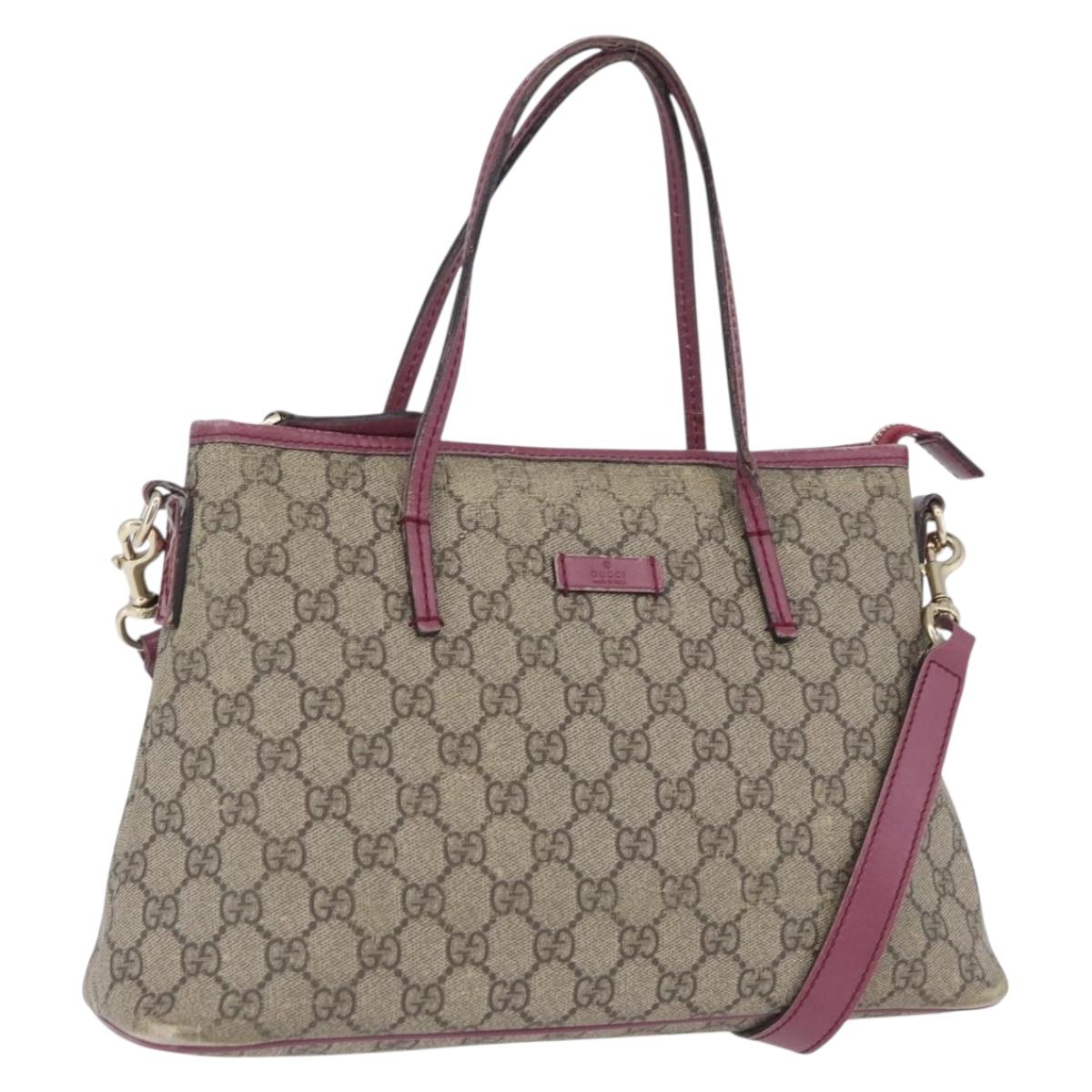 GUCCI GG Supreme Tote Bag PVC 2way Beige Gold 353440 Auth ep13726