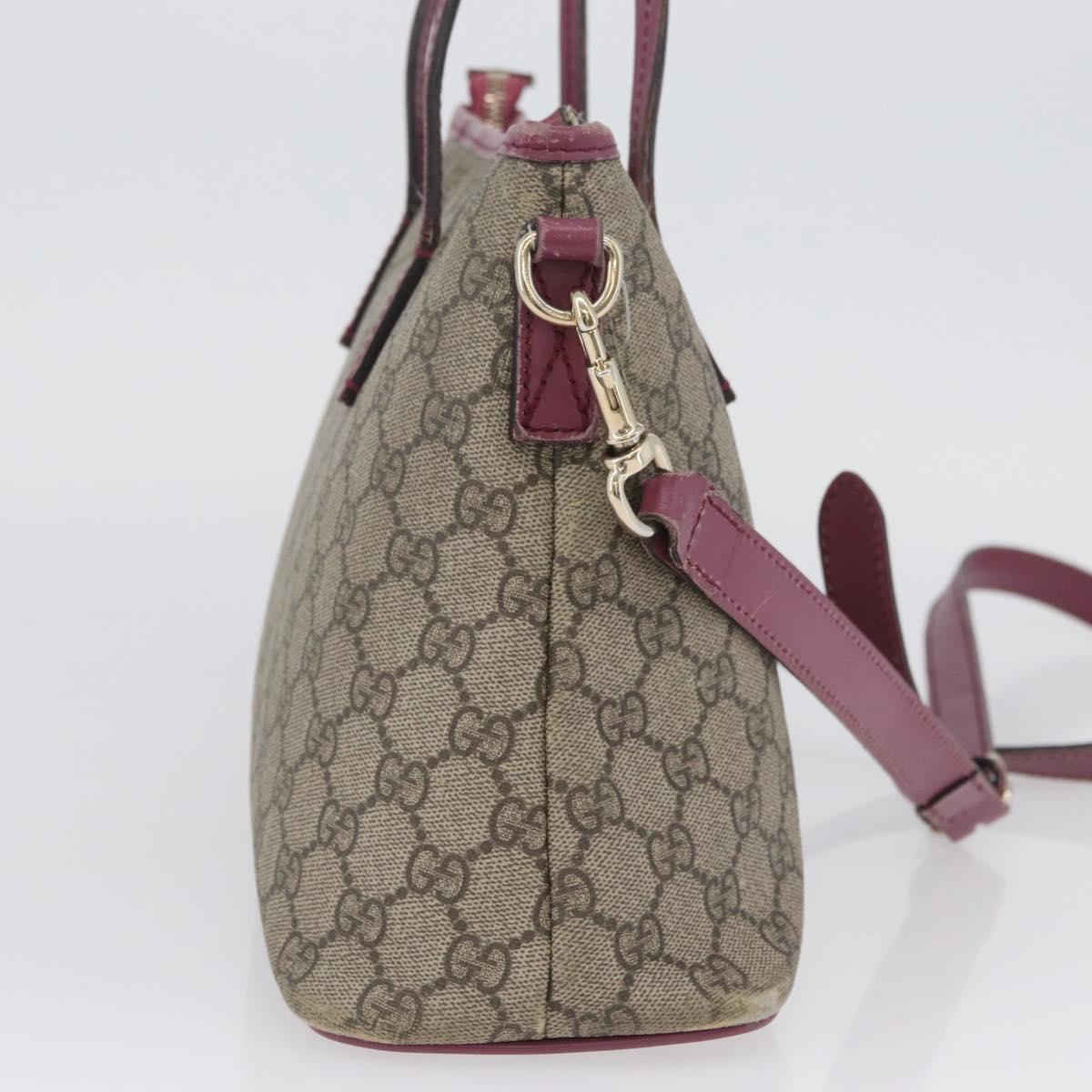 GUCCI GG Supreme Tote Bag PVC 2way Beige Gold 353440 Auth ep13726