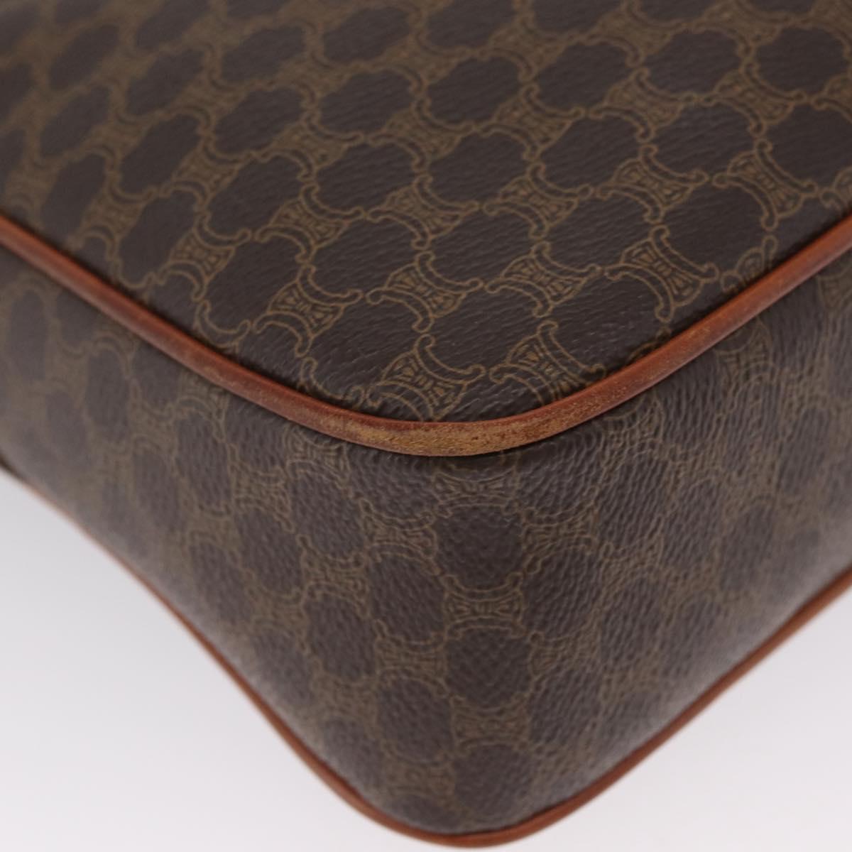 CELINE Macadam Canvas Shoulder Bag PVC Leather Brown Gold Auth ep13731