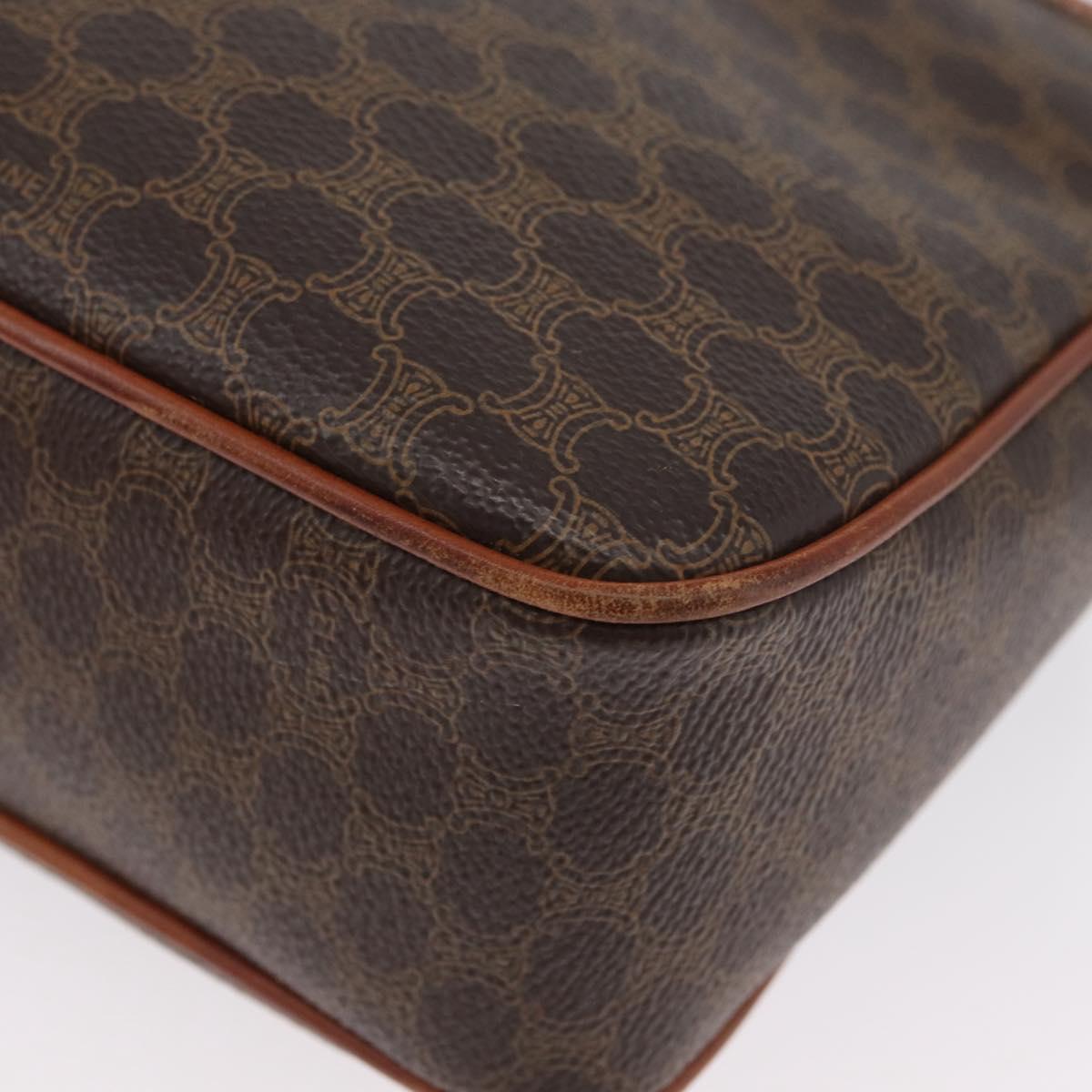 CELINE Macadam Canvas Shoulder Bag PVC Leather Brown Gold Auth ep13731