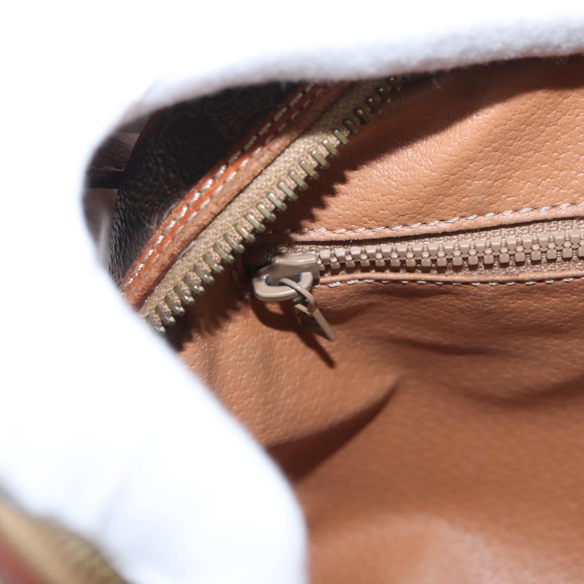 CELINE Macadam Canvas Shoulder Bag PVC Leather Brown Gold Auth ep13731