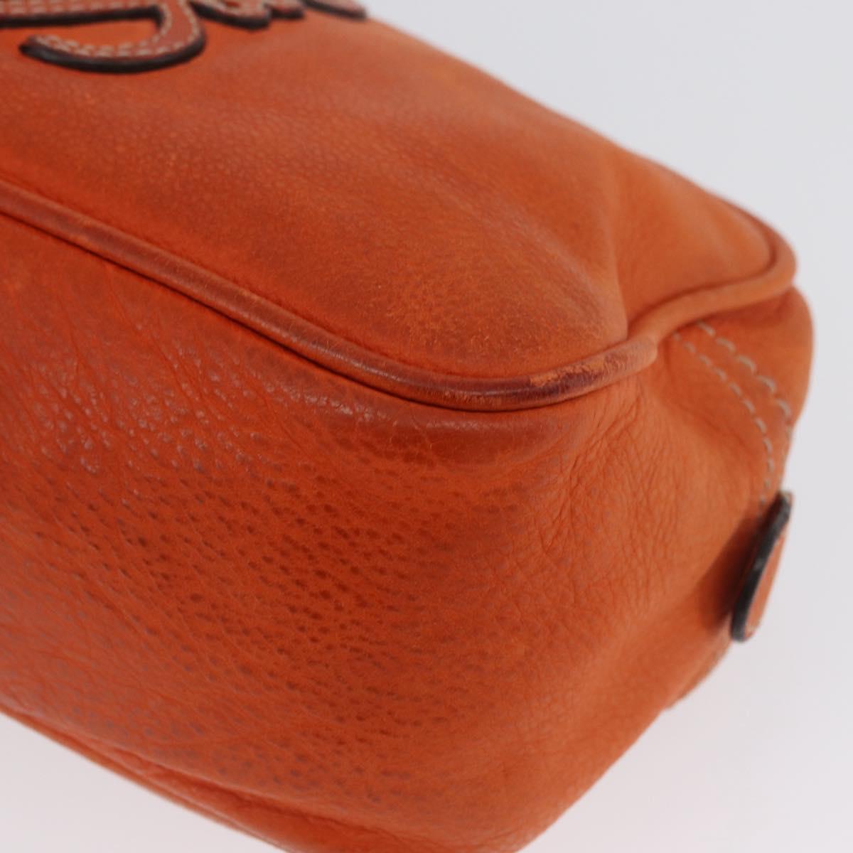 LOEWE Hand Bag Leather Orange Silver Auth ep13732