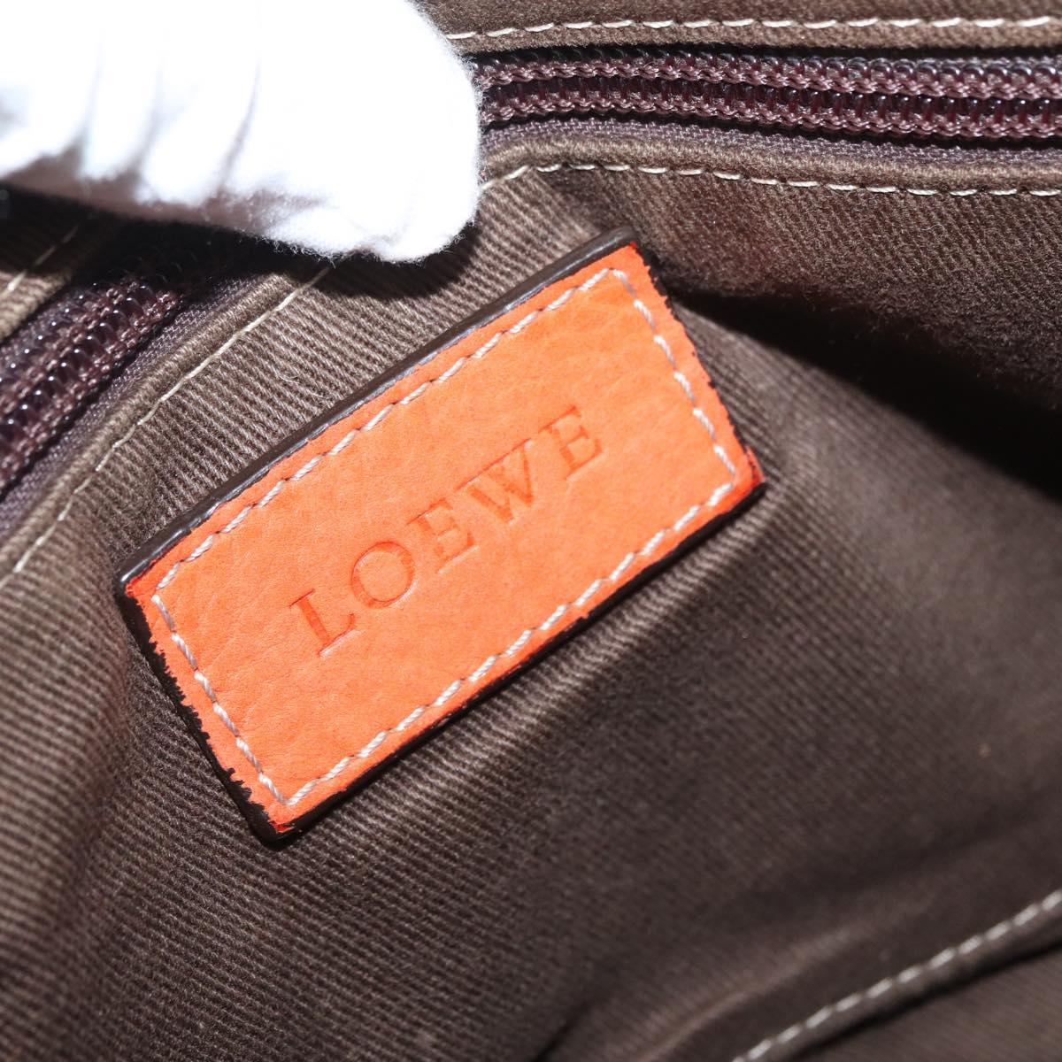 LOEWE Hand Bag Leather Orange Silver Auth ep13732